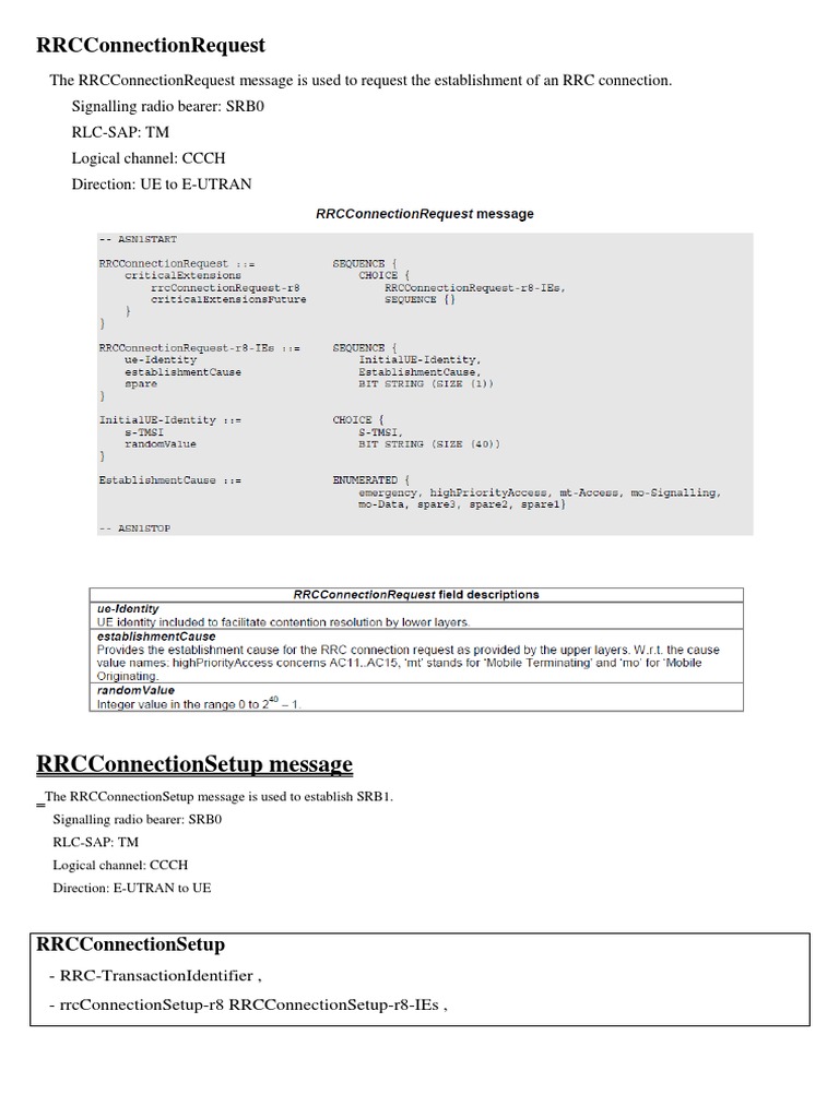 LTE-RRCConnection Establishment Message | PDF | Boolean Data Type ...