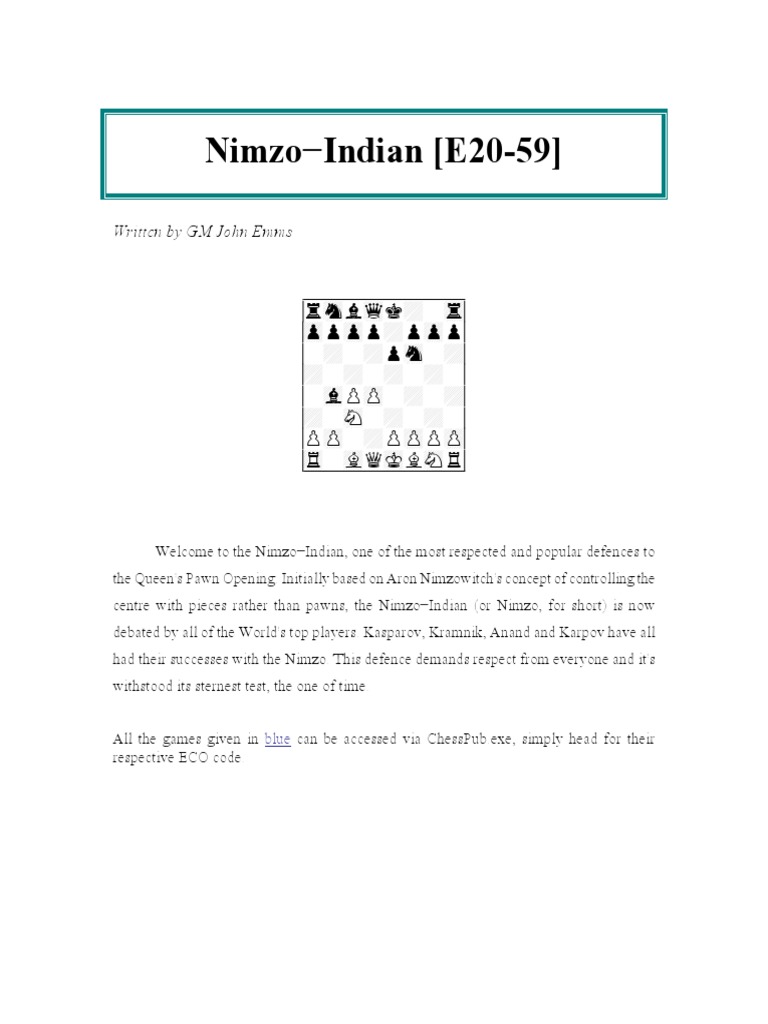 John Emms Nimzo Indian | PDF | Board Games | Chess