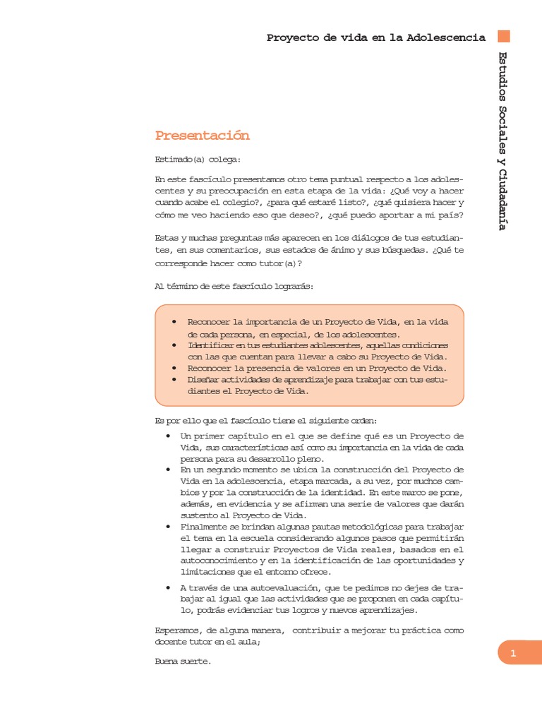 Proyecto de Vida en Adolescentes | PDF | Adultos | Adolescencia