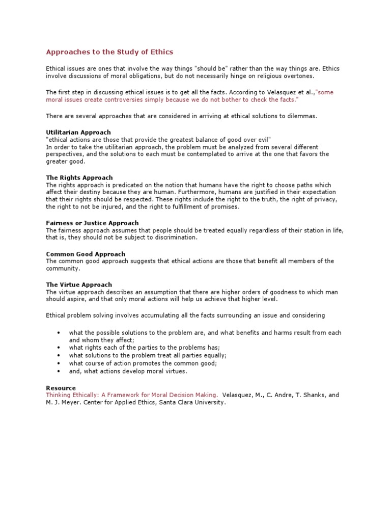 Overview of Ethical Approaches | PDF | Virtue Ethics | Utilitarianism