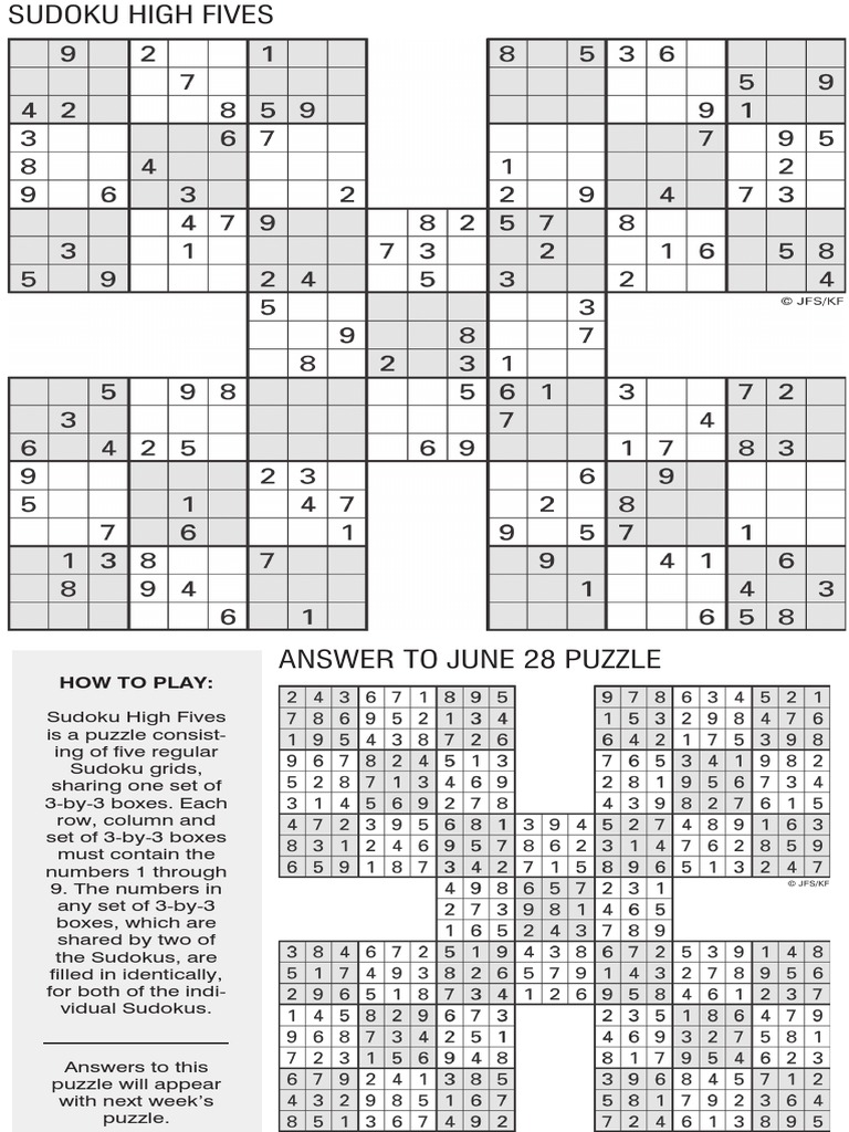 printable sudoku high five july 5 design of experiments