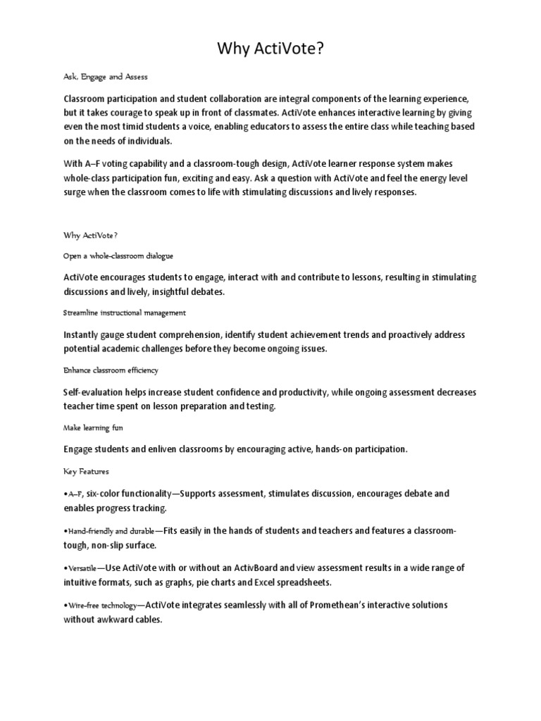 Enhancing Classroom Engagement with ActiVote | PDF