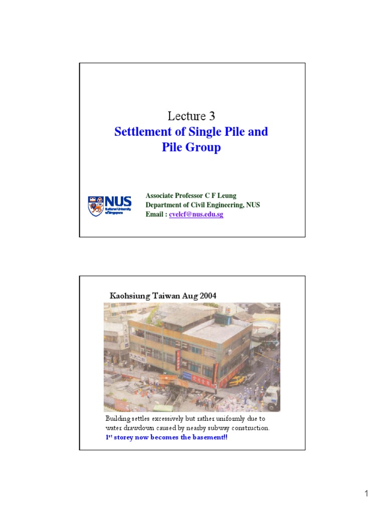 Pile Settlement Analysis Techniques | PDF | Deep Foundation | Young's ...