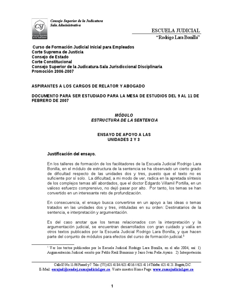 Estructura de La Sentencia-Escuela Judicial | PDF | Argumento | Juez