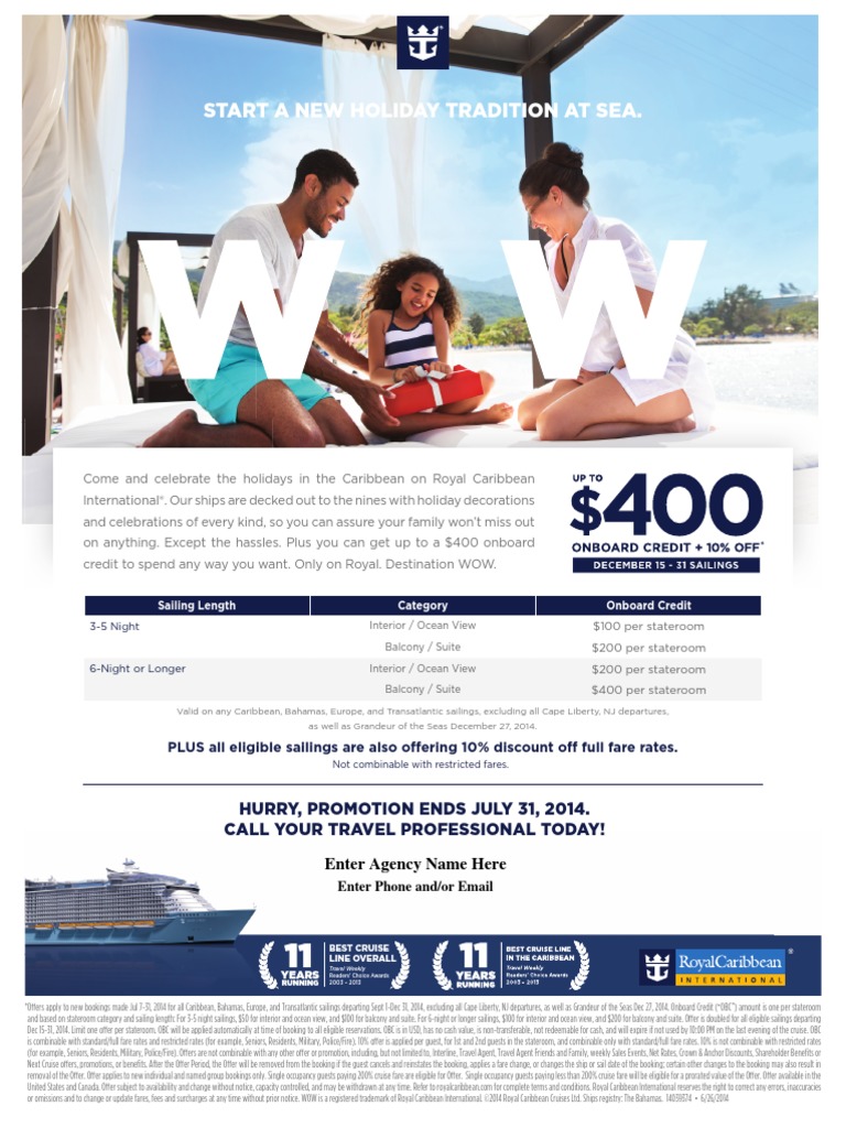 Royal Caribbean Holiday Promo PDF Travel Agency Transport