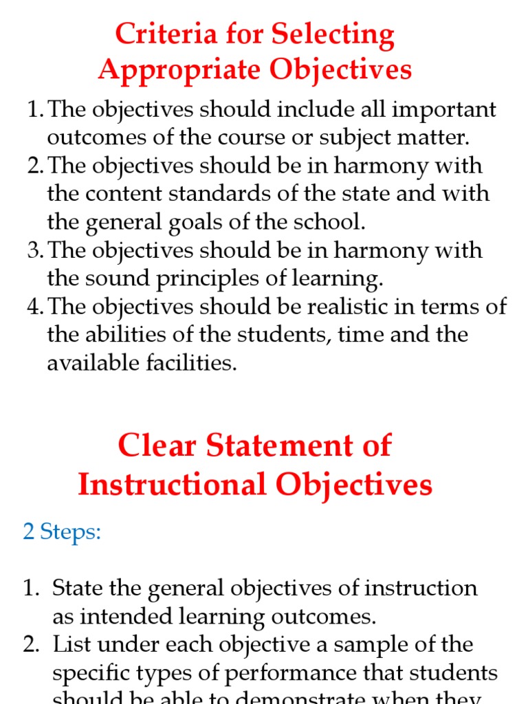 Criteria For Selecting Appropriate Objectives | Download Free PDF ...