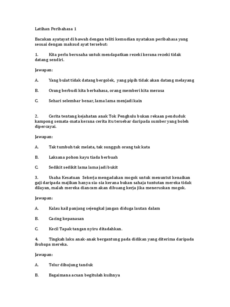 Latihan Peribahasa 1 Pdf