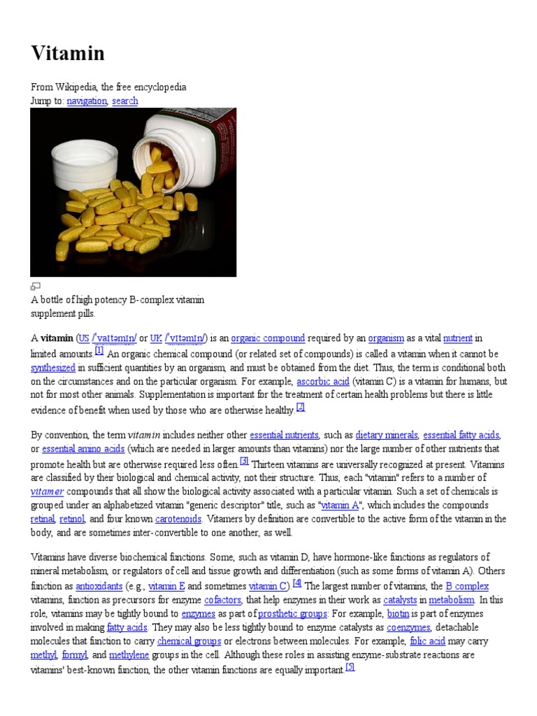 Vitamin Wikipedia, The Free Encyclopedia PDF Vitamin Dietary