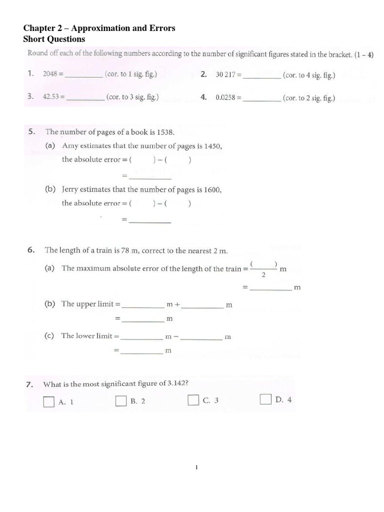 Chapter 2-Approximation and Errors - Seed | PDF