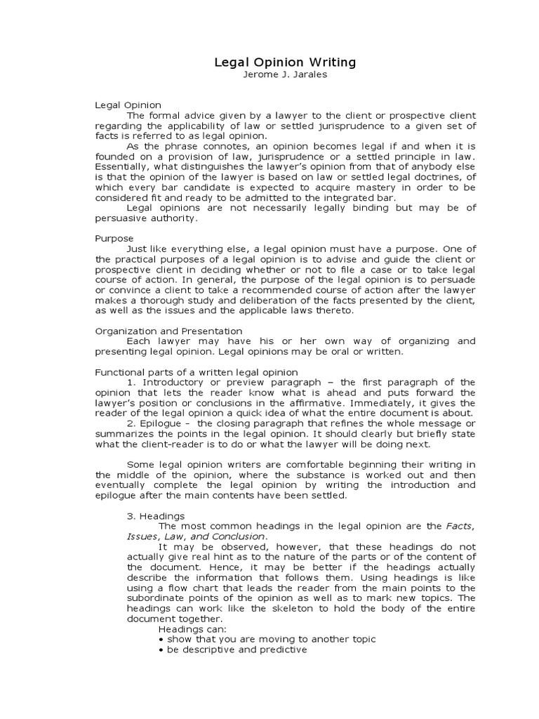 Legal Opinion Writing Guide | PDF | Precedent | Opinion