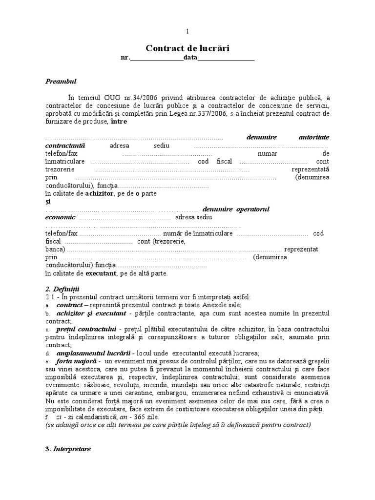 Formular Nr 5 - Contract de Lucrari