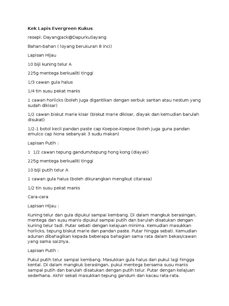 Kek Lapis Evergreen Kukus Pdf