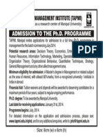 TAPMI PHD Programme Advertisement PDF