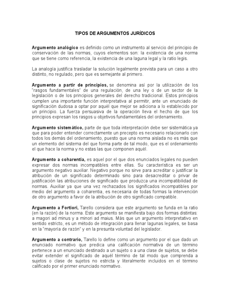 Tipos de Argumentos Jurídicos Argumento Jurisprudencia