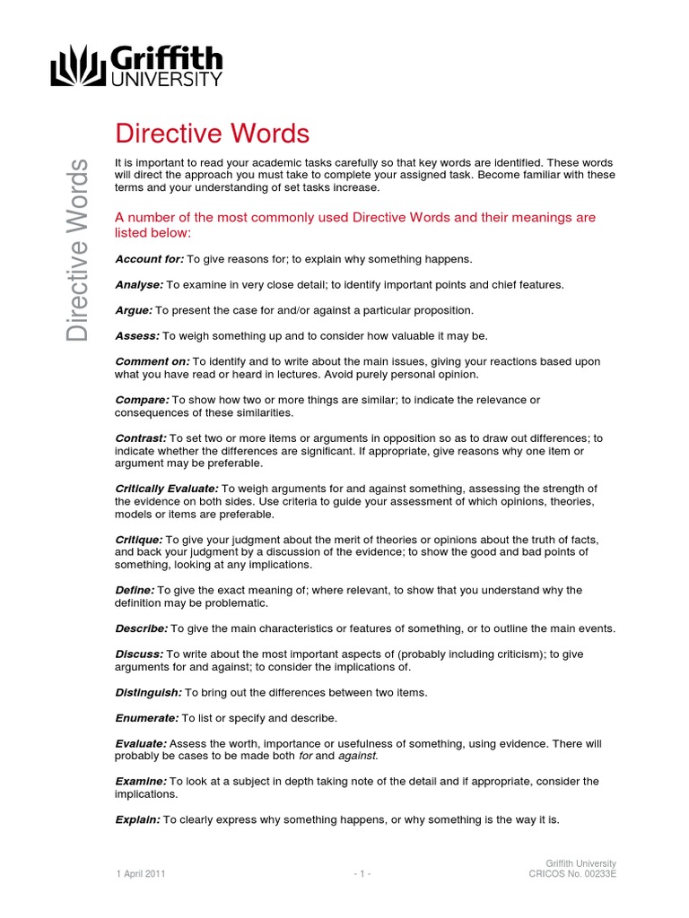 Directive Words For IAS MAINS | PDF | Argument | Relevance