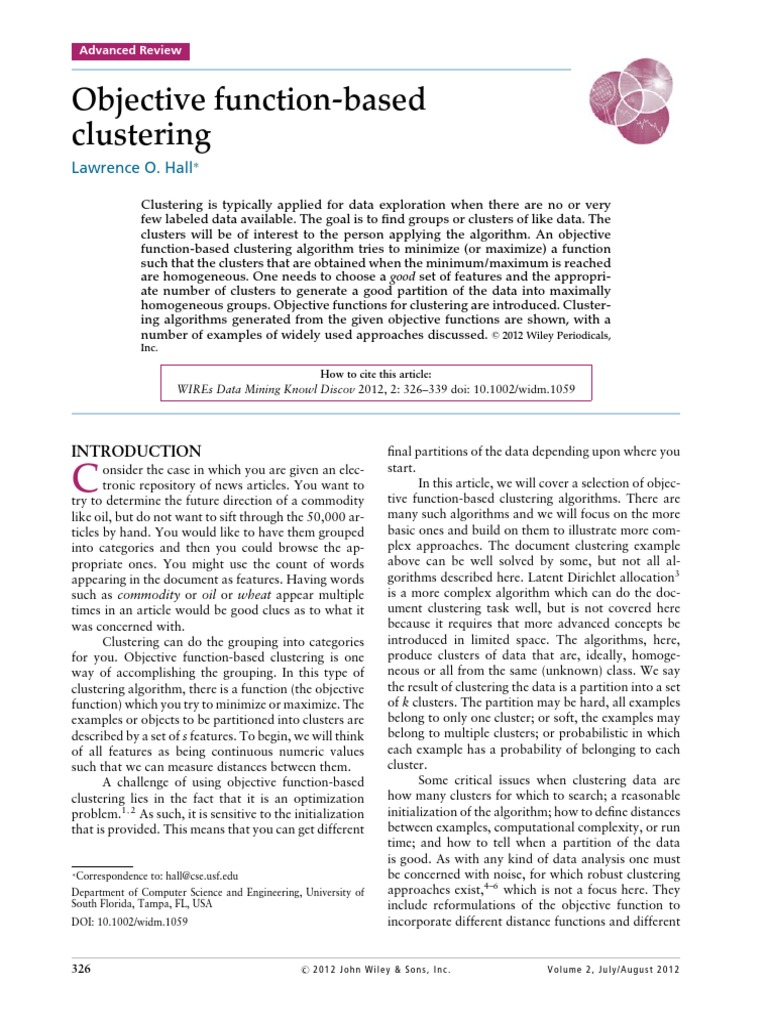 Objective Clustering | PDF | Cluster Analysis | Eigenvalues And ...