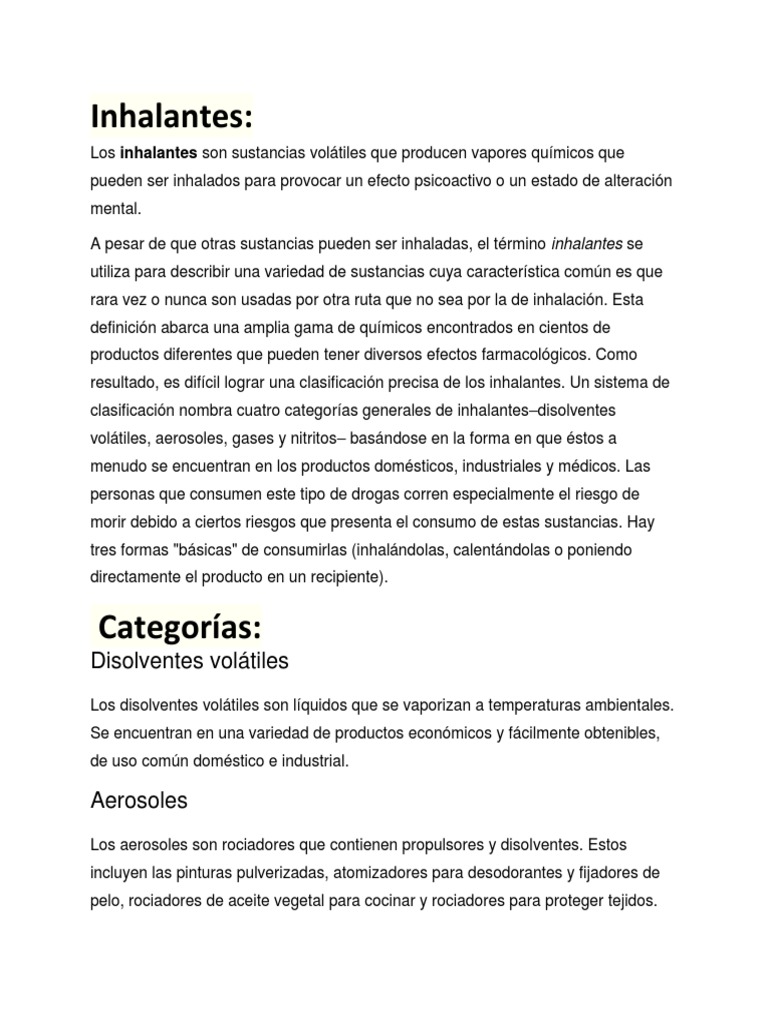 Inhalantes | PDF | Sustancias químicas | Química
