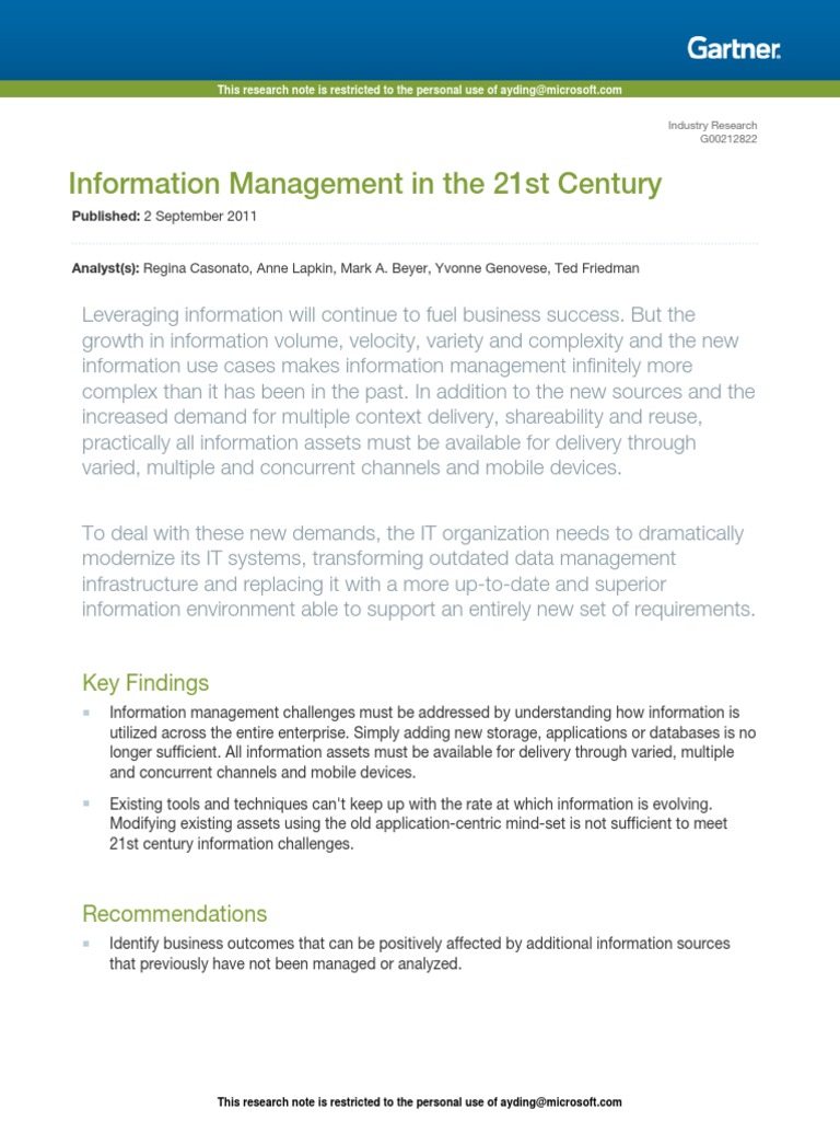 Big Data Gartner Information Management in the 21st Century Big Data