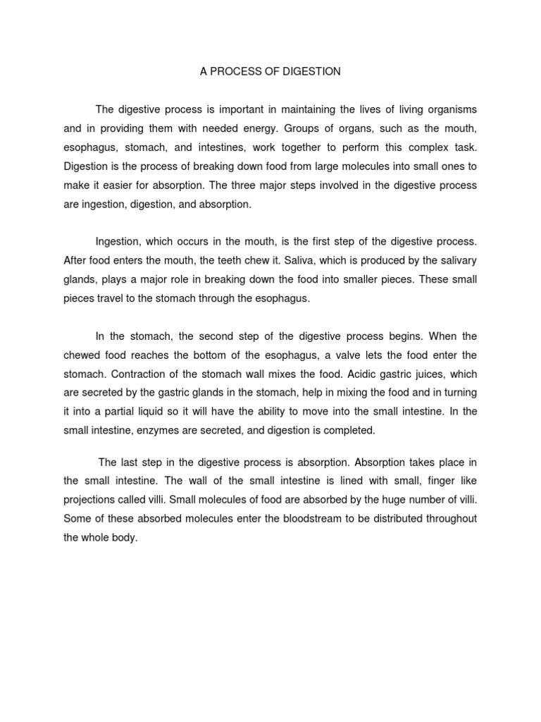 A Process of Digestion | PDF | Digestion | Stomach