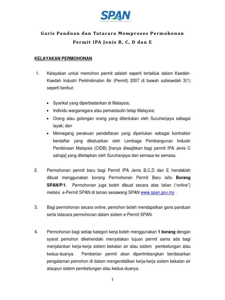 Proses Permohonan Permit IPA Jenis B-E | PDF | Bisnis