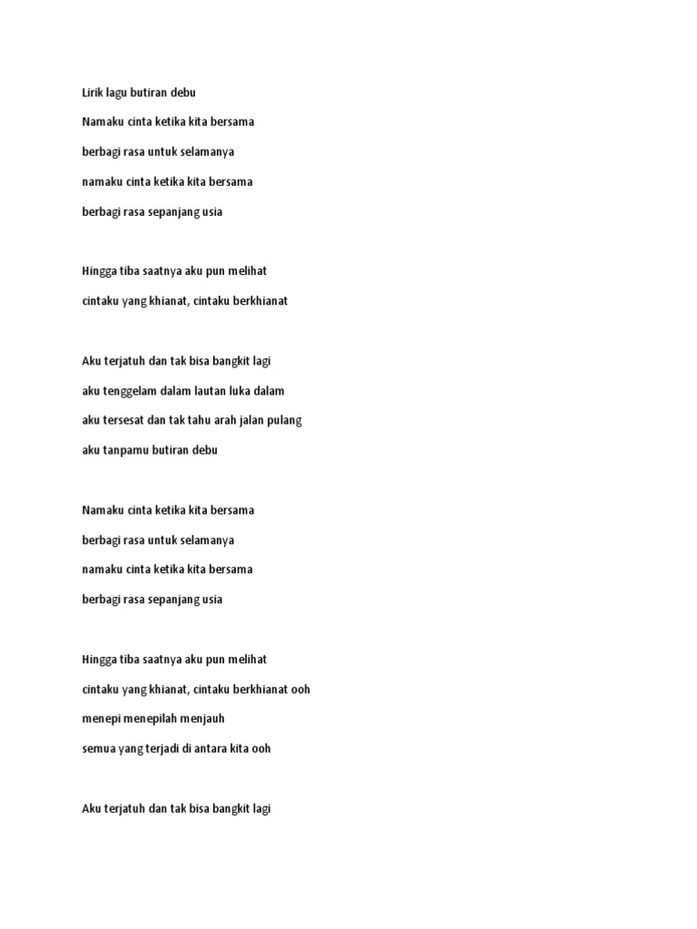 Lirik Lagu Butiran Debu