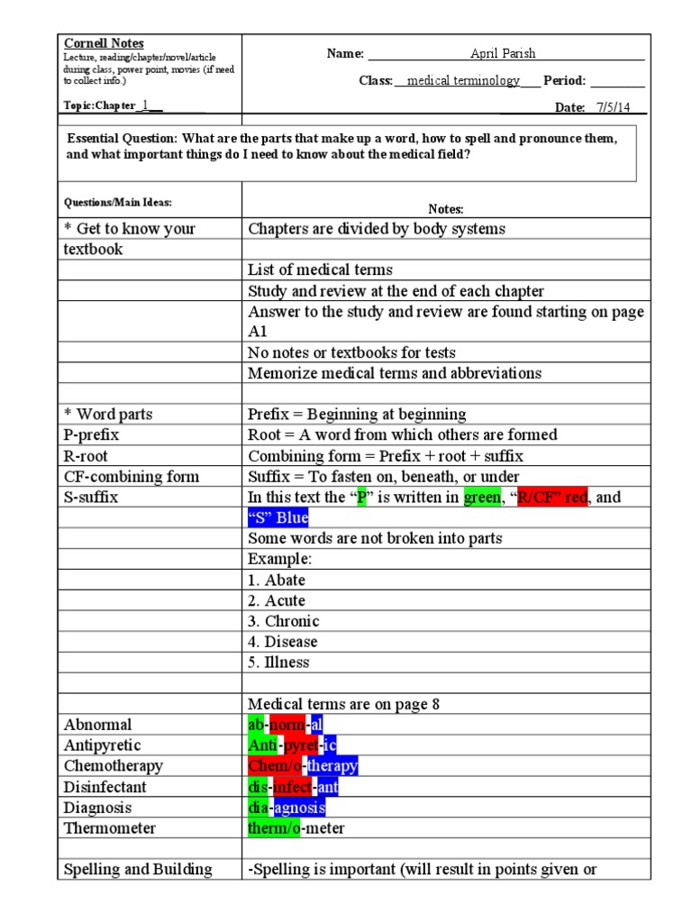 Cornell Notes Template FINISHED  Stress (Linguistics 
