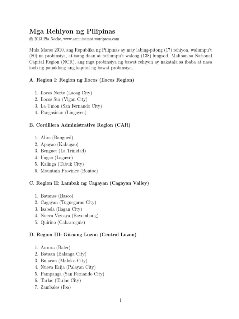 Mga Rehiyon Ng Pilipinas Pdf