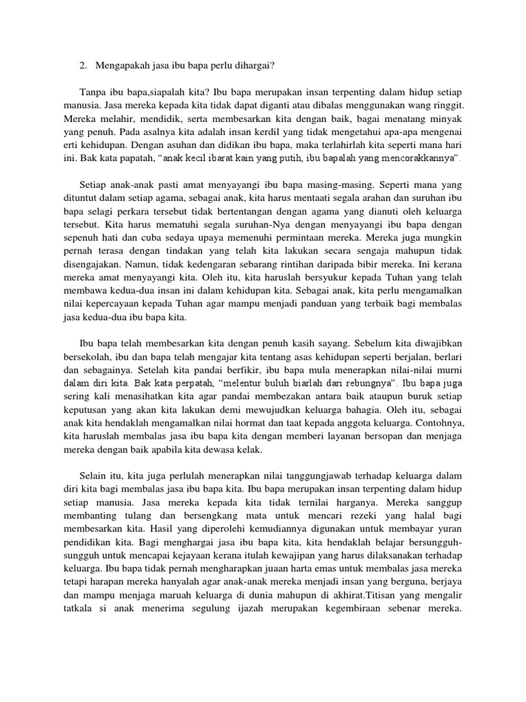 Artikel Mengapakah Jasa Ibu Bapa Perlu Dihargai