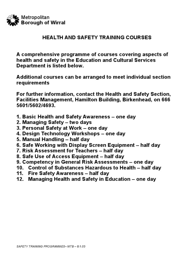Health and Safety Training Programmes A Comprehensive Range of