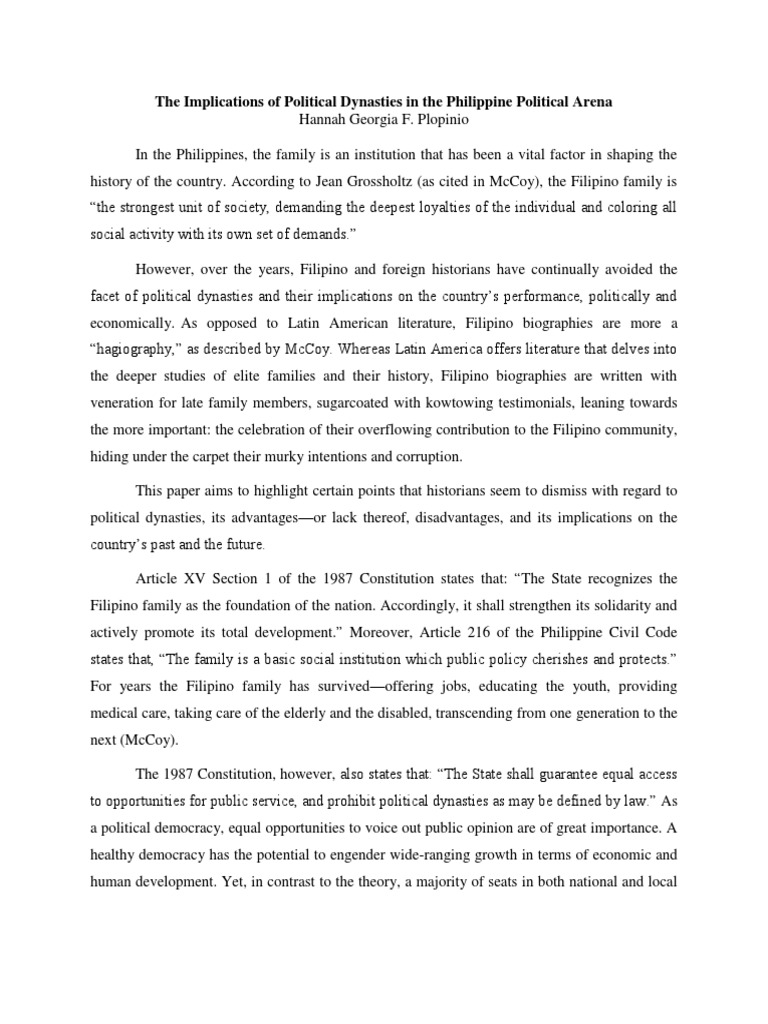 Impacts of Political Dynasties in the Philippines | PDF | Elite ...
