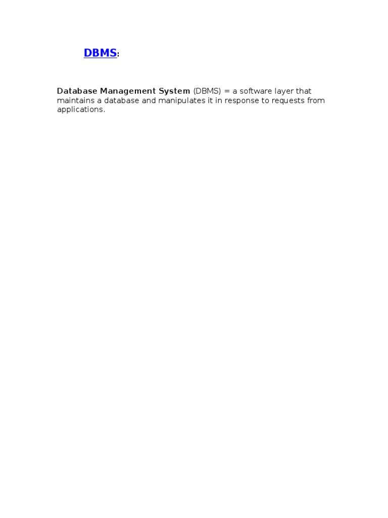Maintains A Database and Manipulates It in Response To Requests From ...