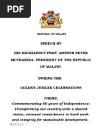 Download Mutharikas Golden Jubilee Speech Final by Malawi Nation SN232773604 doc pdf