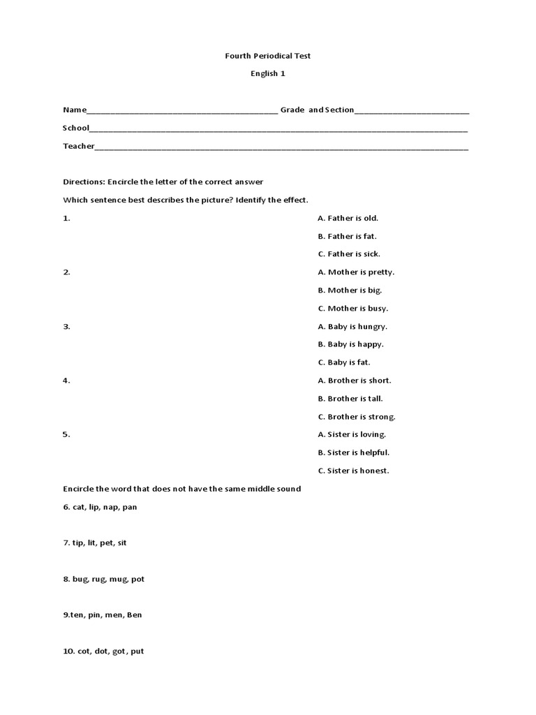 Fourth Periodical Test | PDF