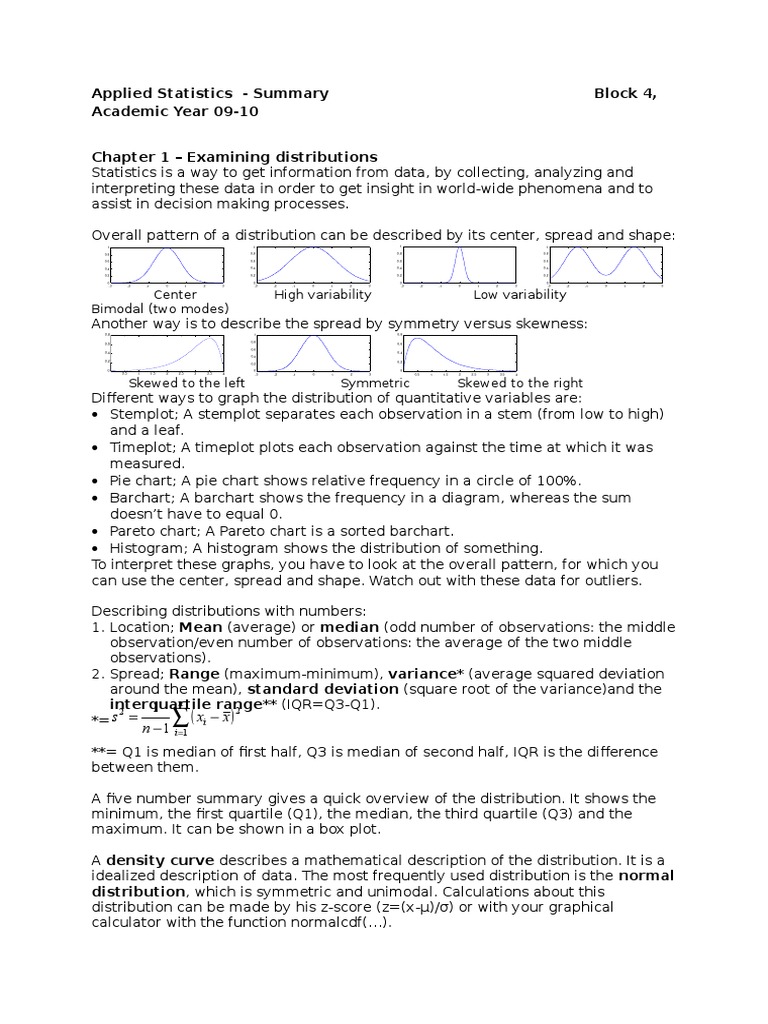 Overview of Applied Statistics Concepts | PDF