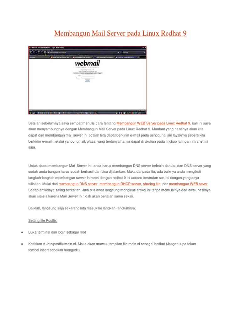 Membangun Mail Server Pada Linux Redhat 9 | PDF | Komputer | Teknologi ...