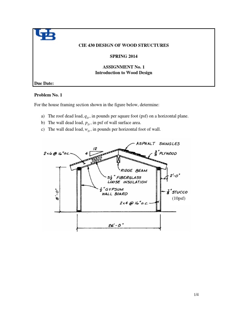 Wood Structure Design Assignment 1 | PDF | Framing (Construction) | Art ...