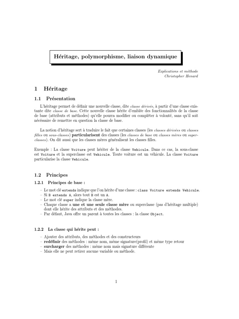 Héritage et polymorphisme en POO | PDF | Classe (informatique) | Type ...