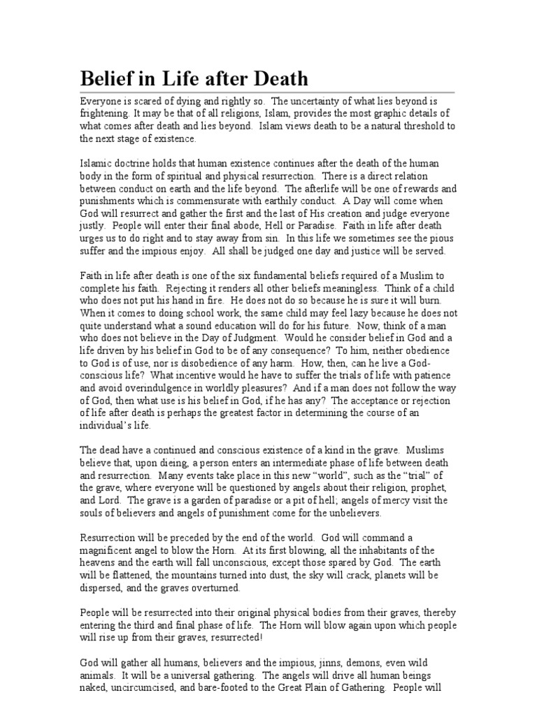 Islamic Beliefs on Life After Death | PDF | Afterlife | Hell