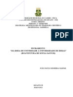 Fichamento - Da Ideia de Universidade A Universidade de Ideias