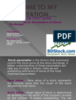 Presentation Topic Name: Basic Parameters of Stock Exchange