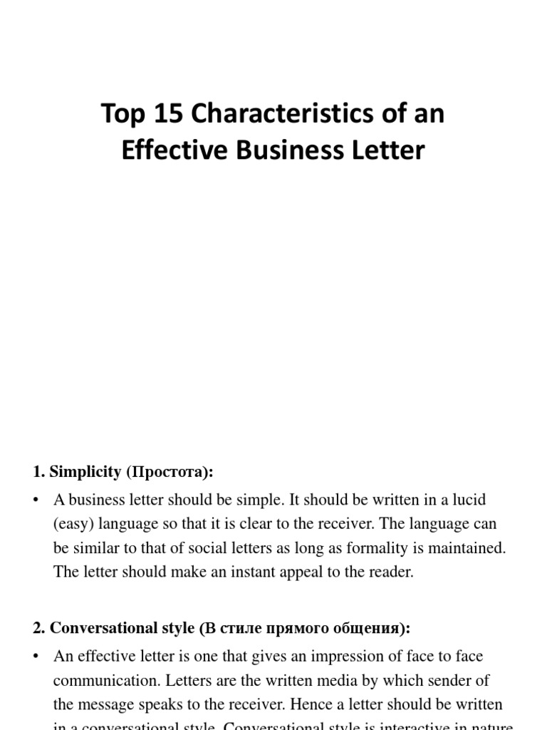 Top 15 Characteristics of An Effective Business Letter | PDF | Truth ...