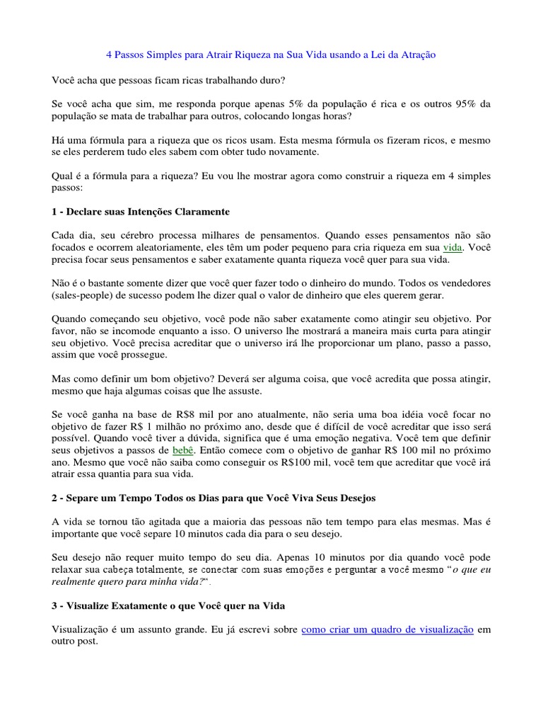 4 Passos Simples para Atrair Riqueza Na Sua Vida Usando A Lei Da ...