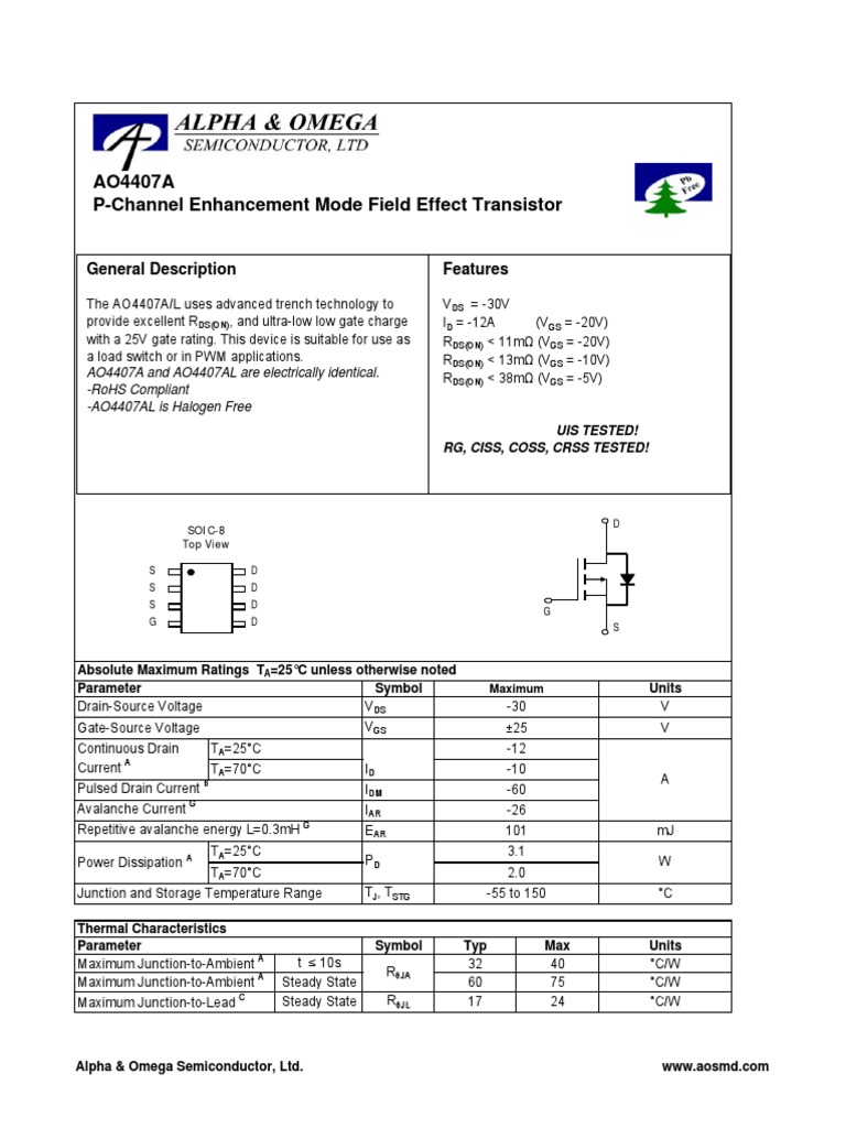 Mosfet 4407a (Deleted 4d93d796-30553-fb0b14fd) | PDF | Field Effect ...