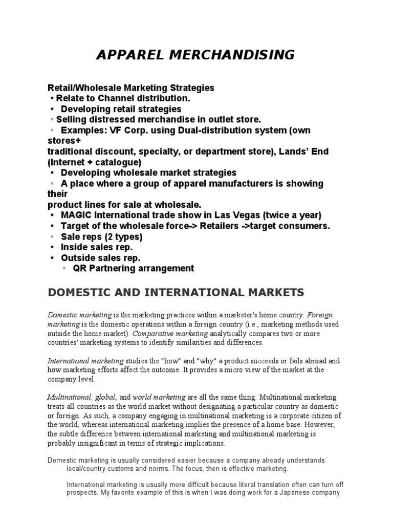 Apparel Marketing vs. Merchandising | PDF | Merchandising | Retail