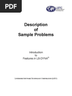 Description of Sample Problems: To Features in LS-DYNA