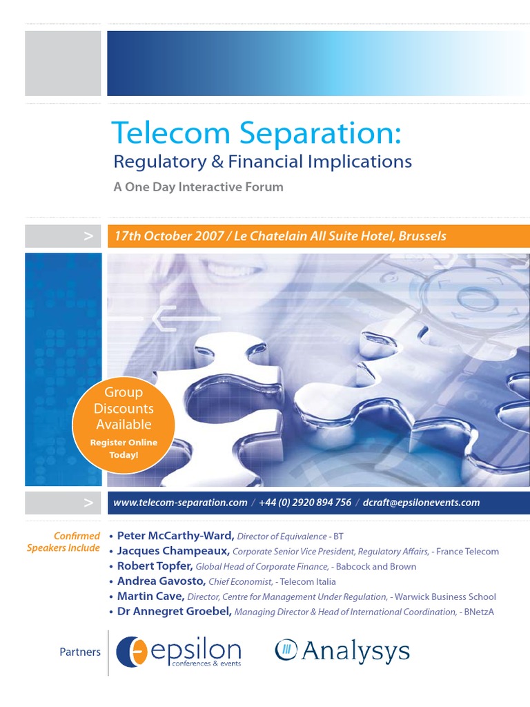Telecom Separation Forum: Regulatory Insights | PDF | Invoice | Economies