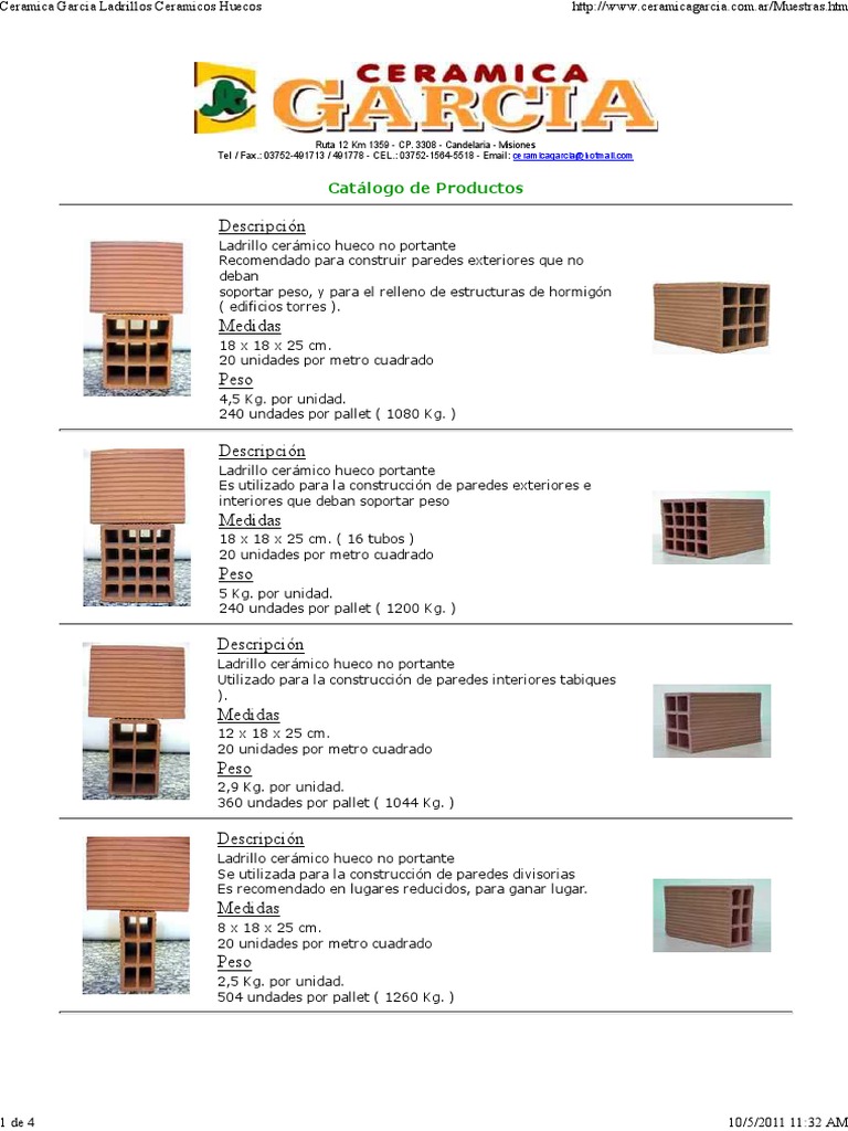Ceramica Garcia Ladrillos Ceramicos Huecos | PDF | Ladrillo | edificio