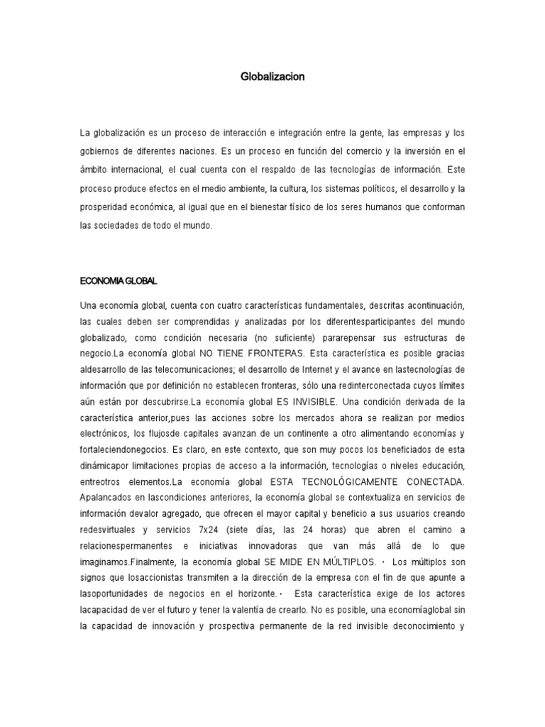Impacto y Efectos de la Globalización | PDF | Índice de Desarrollo ...