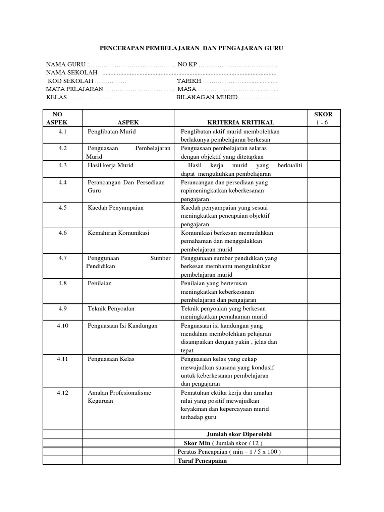 Borang Pencerapan Pdf