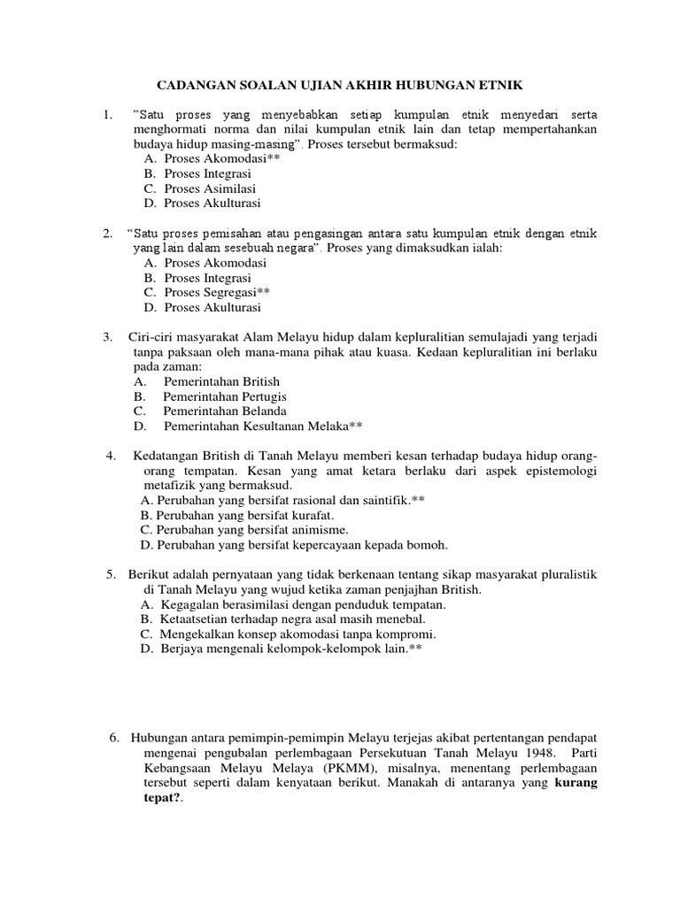 Soalan Hubungan Etnik Pdf